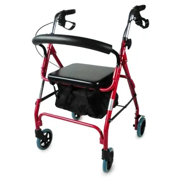 

4-wheeled walker | Adjustable and foldable height | With backrest and seat | Red | Sinagoga | Mobiclinic