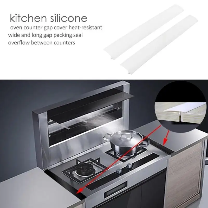 1/2pcs/set Kitchen Heat Resistant Silicone Stove Counter Gap Cover Seal Pad Flexible Kitchen Oil-gas Slit Filler Dust Water Seal