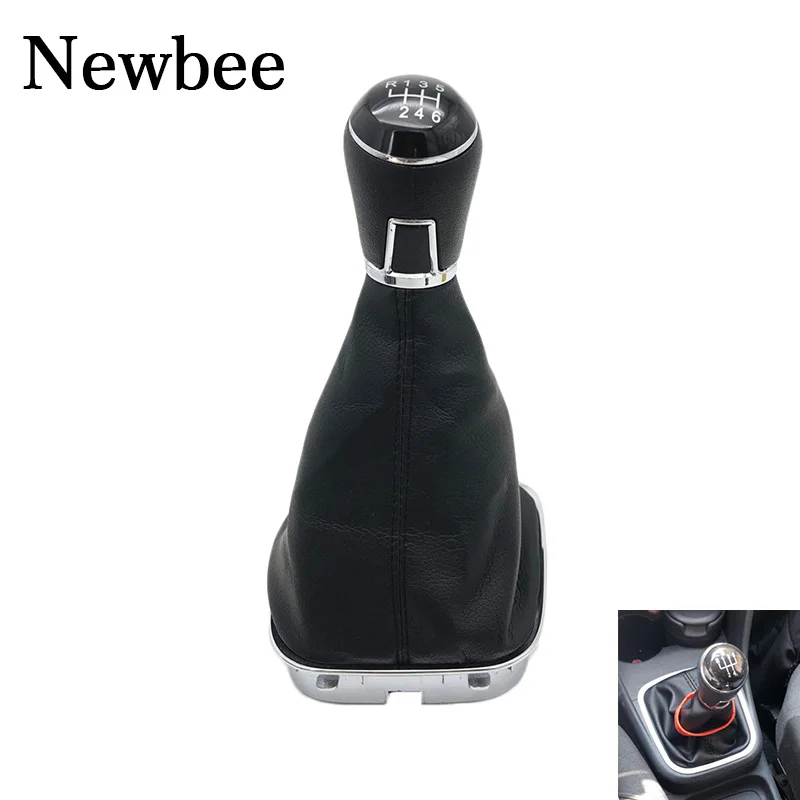 

Newbee 5/6 Speed Gear Stick Shift Knob Lever Leather boat For VW Volkswagen Polo 6C 2015 2016 2017 2018 Car Styling Accessories