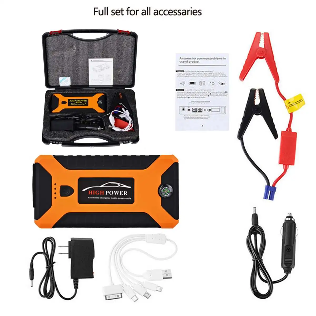 88000mAh Super Power Car Jump Starter Power Bank 600A Portable Car Battery Charger Booster Charger 4USB 12V SOS Starting Device