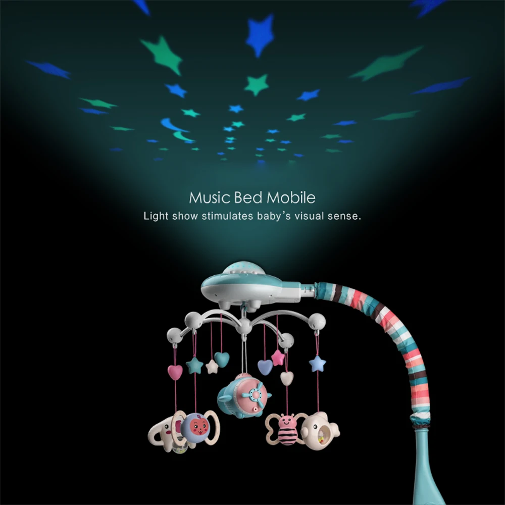 

NEW Baby Crib Mobile Musical Bed Bell Hanging Toy with Remote Control Rotating Animals a combination of projecting and music