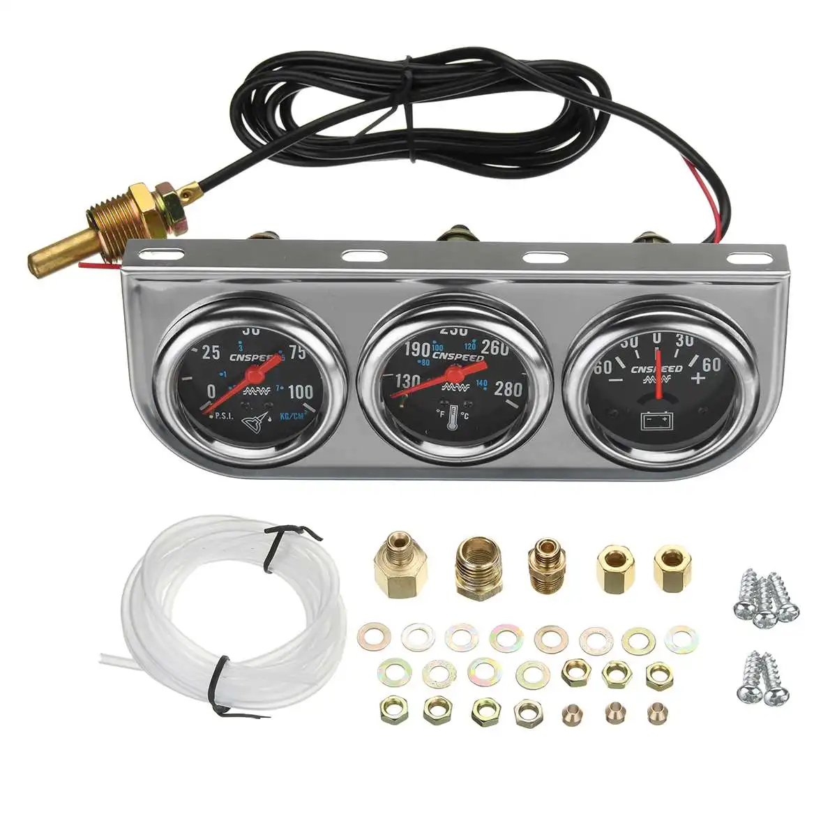 2 дюйма 52 мм Хромовая панель масляный Манометр 0 80 PSI температура воды