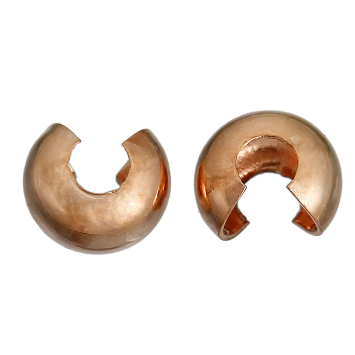 

Copper Crimp Beads Cover Findings Rose Gold, Overall Closed Size: 4mm(1/8")Dia, Open Size: 5mm(2/8")Dia, 300 PCs