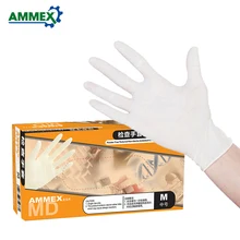 AMMEX одноразовые латексные перчатки без порошка для домашней промышленности пищевая медицинская перчатка уплотненные резиновые перчатки 100 шт./упак