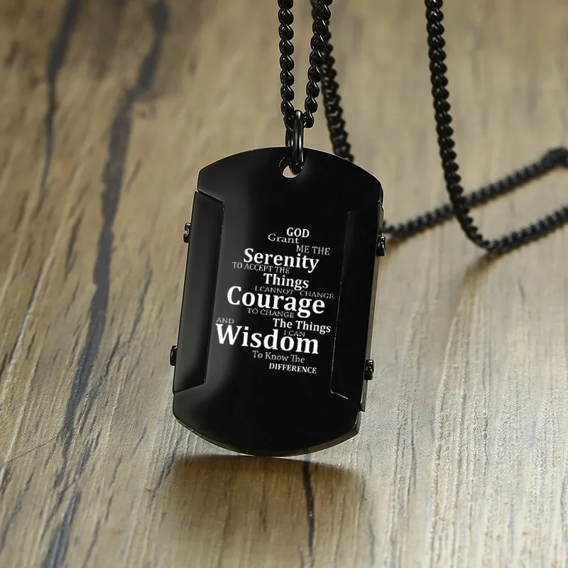 

Inspiration Engravable Black Stainless Steel Dog Tag Pendant Necklace