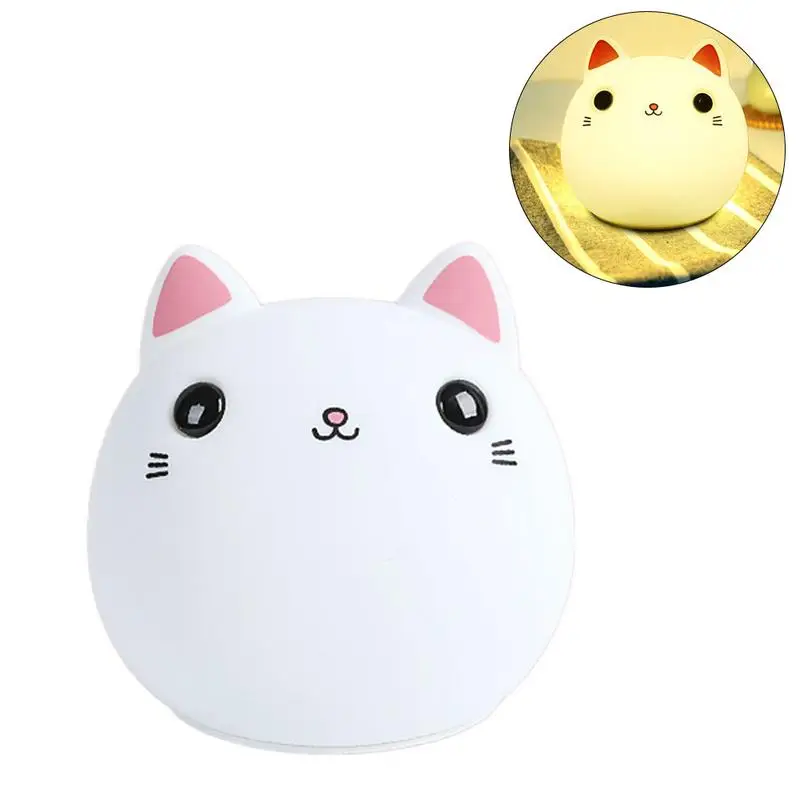 

Silicone LED Touch Sensor Night Light For Children Kids Colorful Multi-modes Lighting Cat Shaped USB Charging Night Lamp
