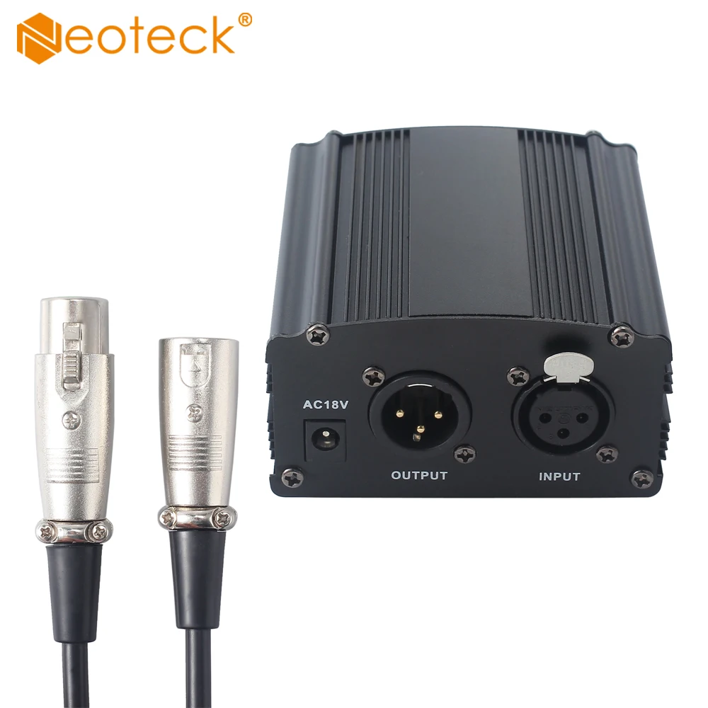 Neoteck 1 Channel 48V Phantom Power Supply with Adapter BONUS+XLR 3 Pin