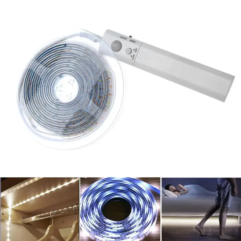 

3m Flexible LED Cabinet Light Strip PIR Motion Sensor Night Lamp Waterproof Strip Wardrobe Stairs Under Bed Closet String Lights