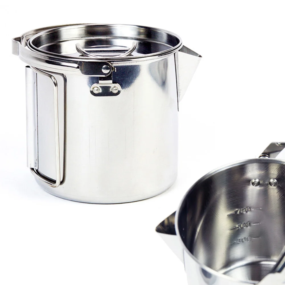 Portátil tetera Picnic al aire libre accesorios senderismo mango de acero inoxidable utensilio de cocina Camping colgante olla