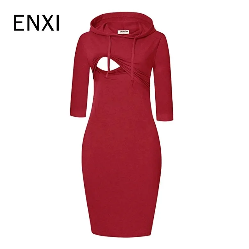 

ENXI Nursing Winter Maternity Clothes Breastfeeding Womens Clothing Maternity Dresses Pregnancy Dress Women's Dress Premaman