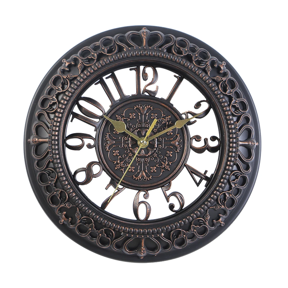 

Vintage Dial Clock European Hollowed-out Silent Clock 3D Round Large Decorative Wall Clock for Living Room Bedroom Kitchen