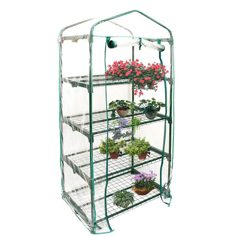 3/4/5-Tier Mini Greenhouse Steel Frame Outdoor Garden Plant Grow House PVC Cover 3/4/5-Tier Mini Greenhouse Steel Frame Outdoor Garden Plant Grow House PVC Cover