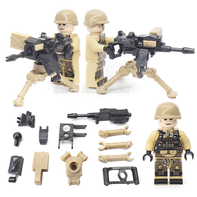 

World War 2 Figures MK19 automatic musket Military Boy Soldier Weapons Army Building Blocks Set Assemble Toy With Legoinglys