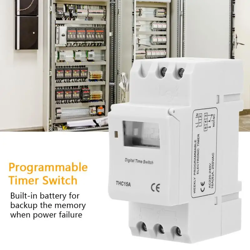 THC15A Timer Relay Switch 220 240VAC 16A DIN Rail Digital Programmable