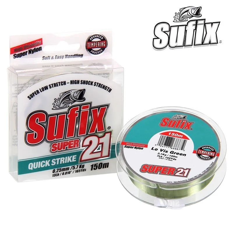 100% оригинал Sufix бренд SUPER21 нейлоновая приманка рыболовная леска 150 м 1 # 4 5 6lb 24lb