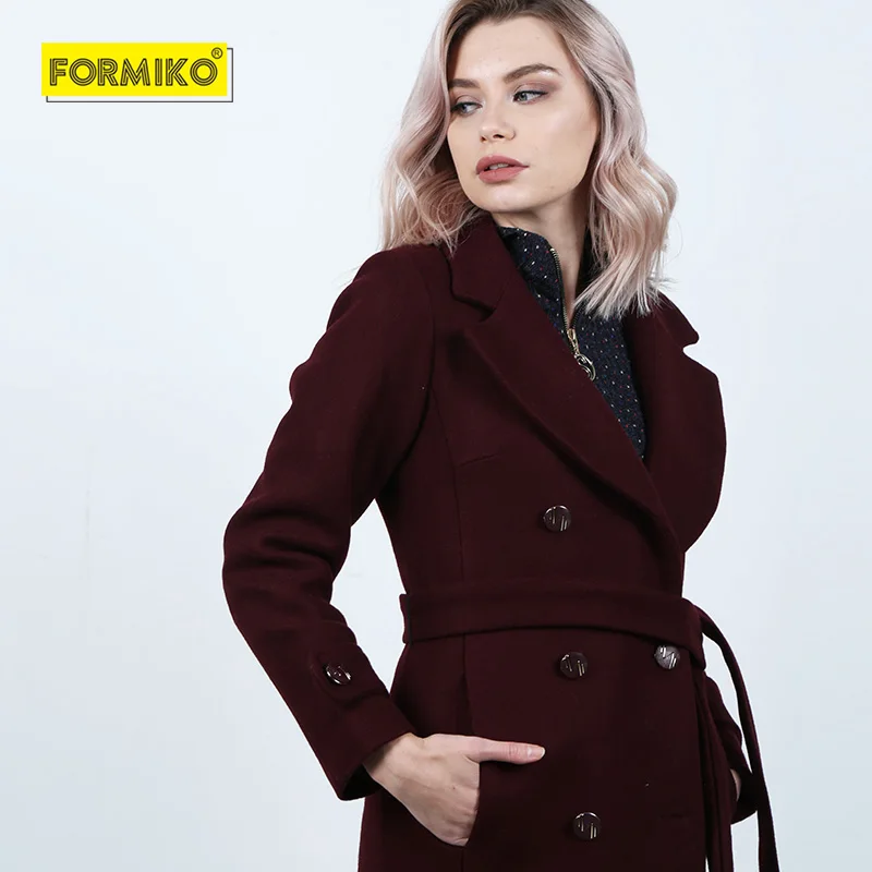 Formiko Женское зимнее пальто из овечьей шерсти. Утеплённое полушерстяное на