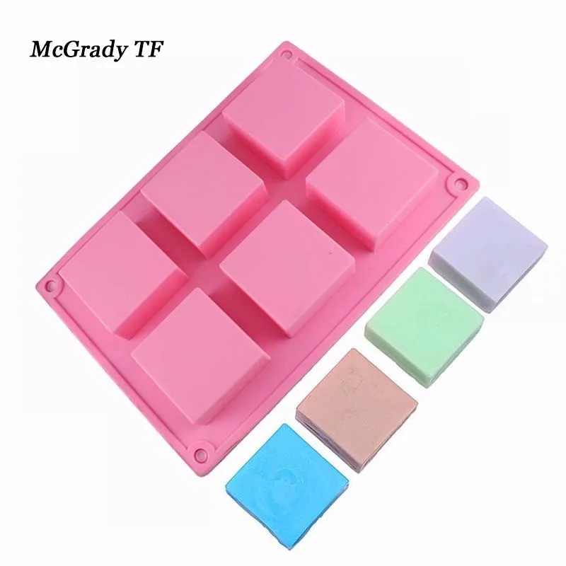 

16*23cm 6 Cavities 3D Handmade Rectangle Square Silicone Soap Mold Chocolate Cookies Mould Cake Decorating Fondant Molds