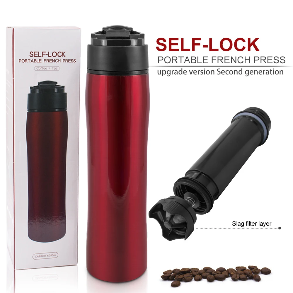 

Stainless Steel French Press Bottle Travel Coffee Press Filter Portable Coffee Mug for Coffee Tea Home Kitchen Coffee Tool