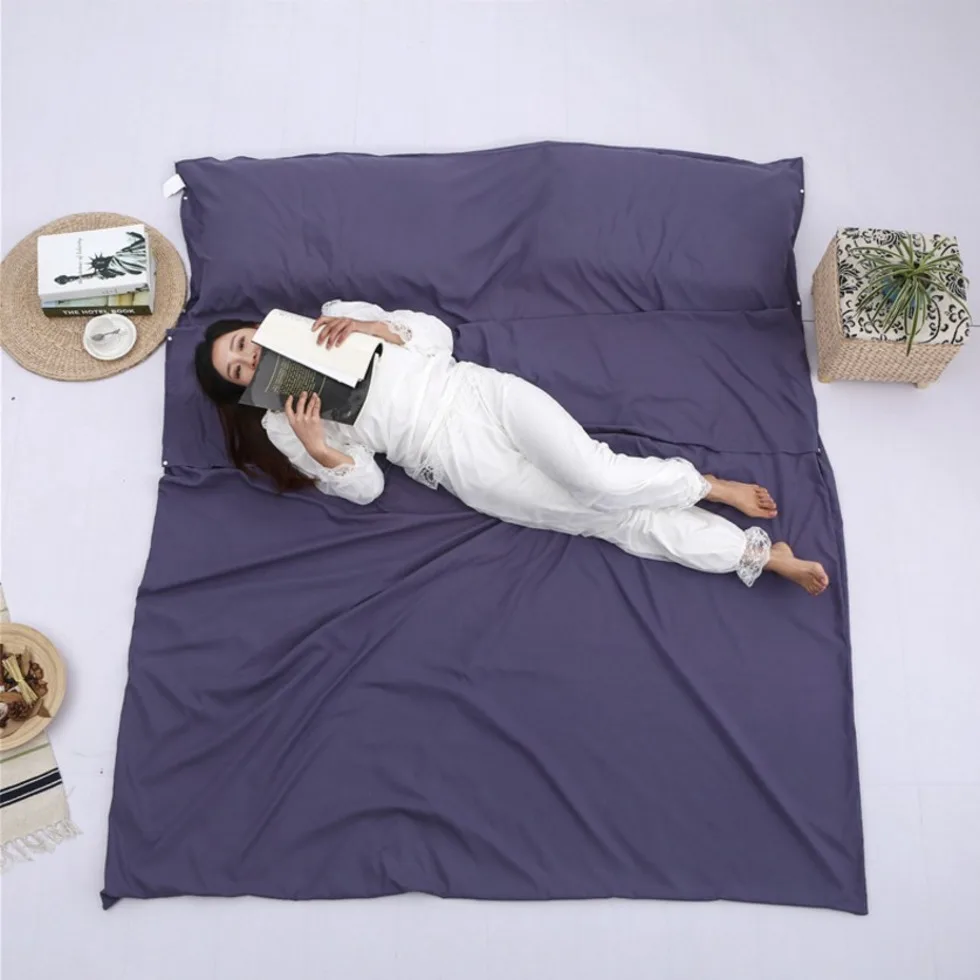 

160x210CM Travel Ultra Light Portable Envelope Double Picnic Outdoor Sleeping Bag Hotel Bed Linen Train Sleeper Sleeping Bag