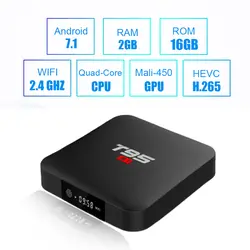 T95 S1 Android7.1 ТВ BOX Amlogic S905W Quad-core 1/2G + 8/16G Декодер каналов кабельного телевидения 2,4 ГГц WI-FI с светодиодный Дисплей Смарт ТВ ящик медиа плеер