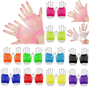 

Fashion Women Bride Glover Party Lace Fingerless Wrist Glover Mesh Sexy Fishnet Short Gloves Solid Color White Black