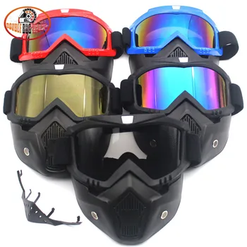 

Motorcycle Motorbike Goggles with Modular Detachable Mask Riding Helmet Airsoft Safety Goggles Face Mask Shield Multicolor Lens