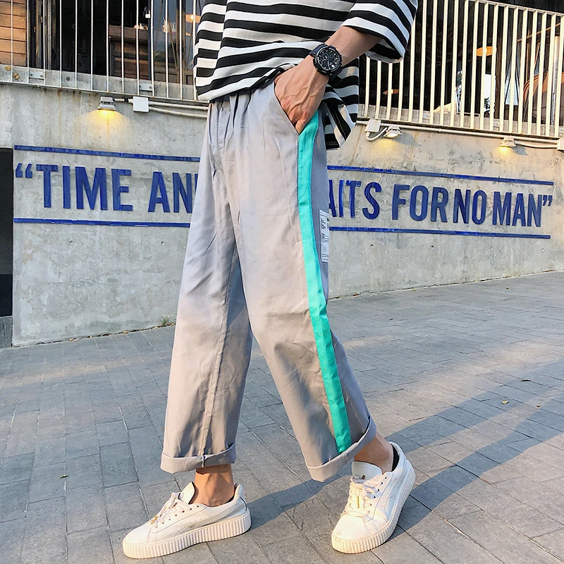 Men's Casual Pants 2019 Spring And Autumn New Student Sports Wild Trend Loose Straight Tooling Nine Pants Casual Men's Clothing