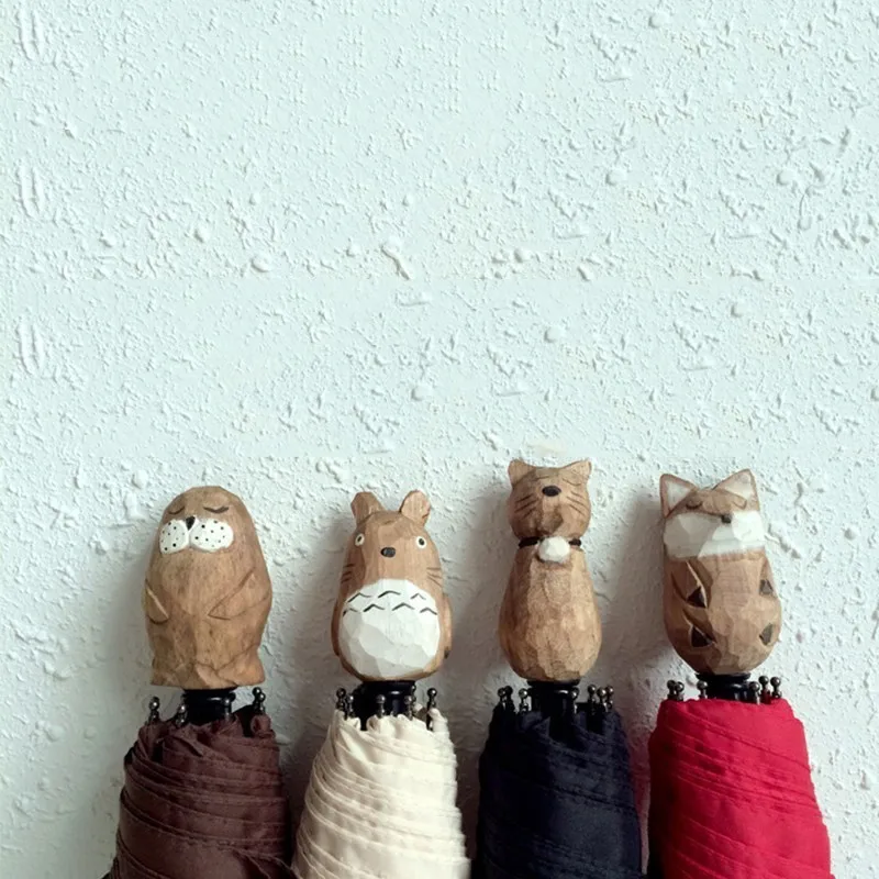 

Originality New Produc Animal Shaped Wood Handle Folding Umbrella Rain Women Sunshade Cute Parasol