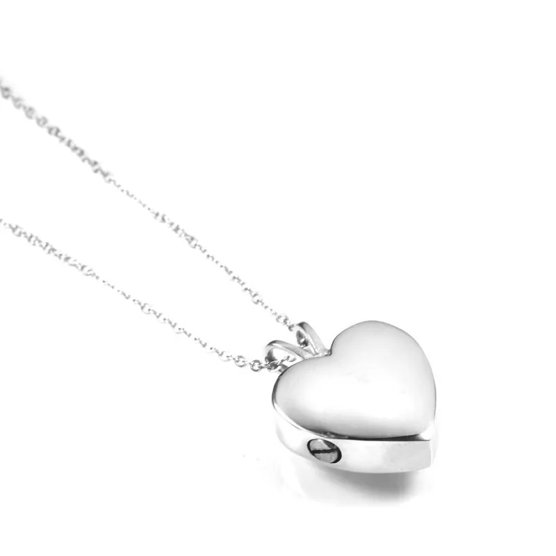 Delicate Silver Heart Shape Urn Ashes Pendant Stainless Steel Five Color Pet Paw Memorial Cremation Animal Keepsake Necklace