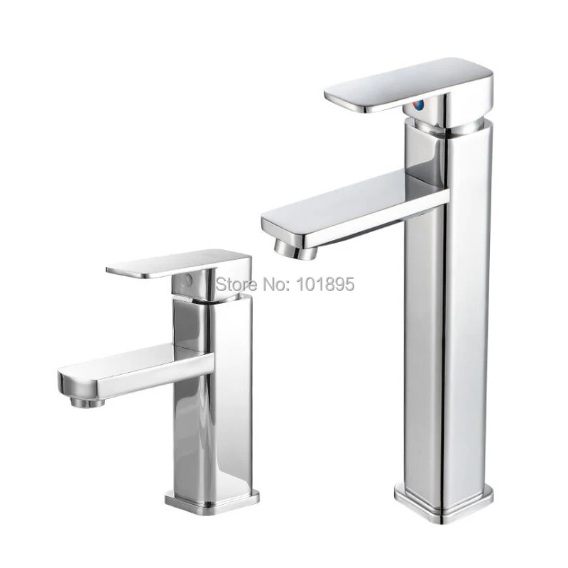 

Zinc Material Chrome Plated Cold & Hot Water Square of Basin Faucet