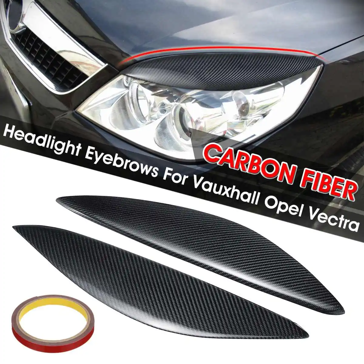 

Car Headlight Eyebrows Carbon Fiber Cover Trim Sticker Eyelid Shell For Vauxhall/Opel Vectra C/Signum Facelift 2006 2007 2008