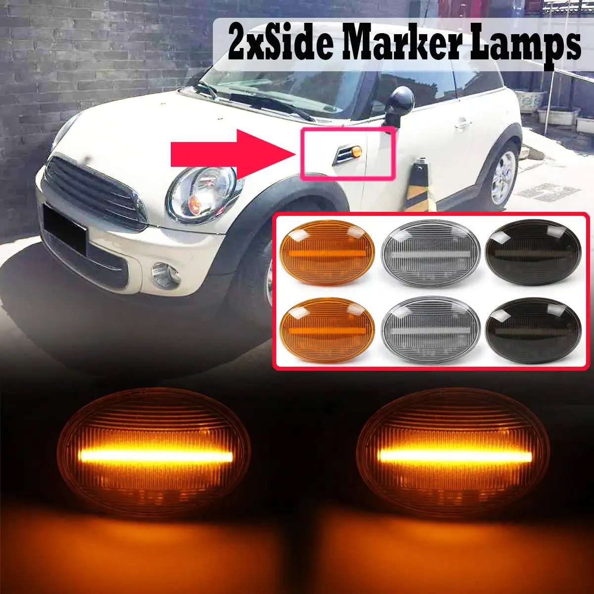 

1 pair Side Repeater Lamp LED Side Marker Turn Signal Lights Indicator For BMW for MINI Cooper R55 R56 R57 R58 CL-R56-LSM-SM