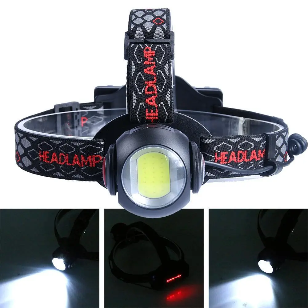 7 Modes Adjustable 18650 Headlamp with Red&white Light Lighting Camp Rechargeable Headlamp