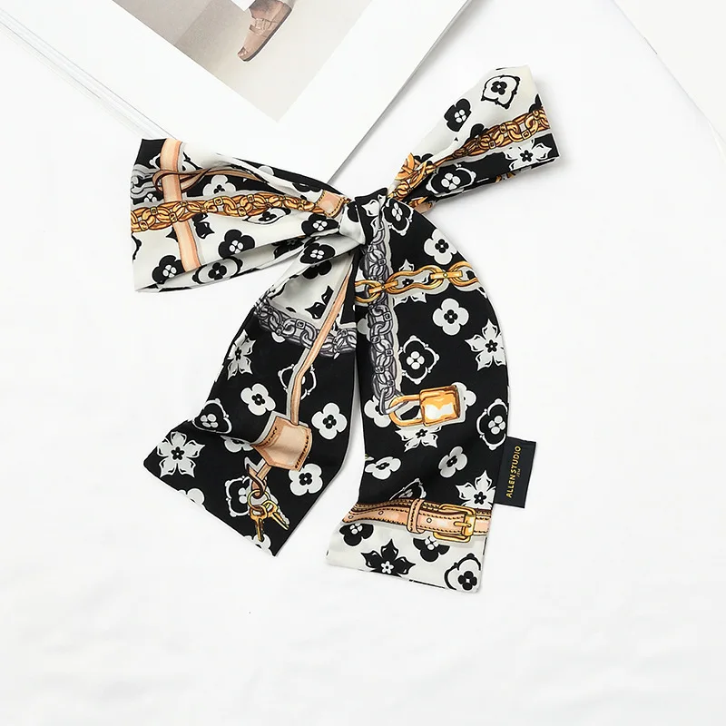 Шикарный женский шелковый шарф с леопардовым клевером, дизайнерский шарф для женщин, роскошный, повязка на голову, Цветочный, с принтом коровы, воротник, хиджаб, шарфы
