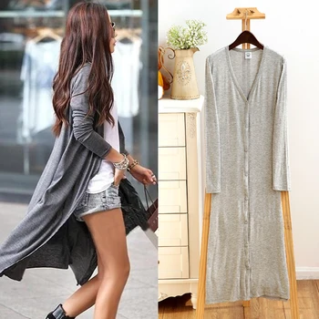 

Spring Thin Kimono Long Cardigan 12 Colors Modal Gilet Femme Manche Longue Women Outerwear Cardigans Coats Black Gray Coat