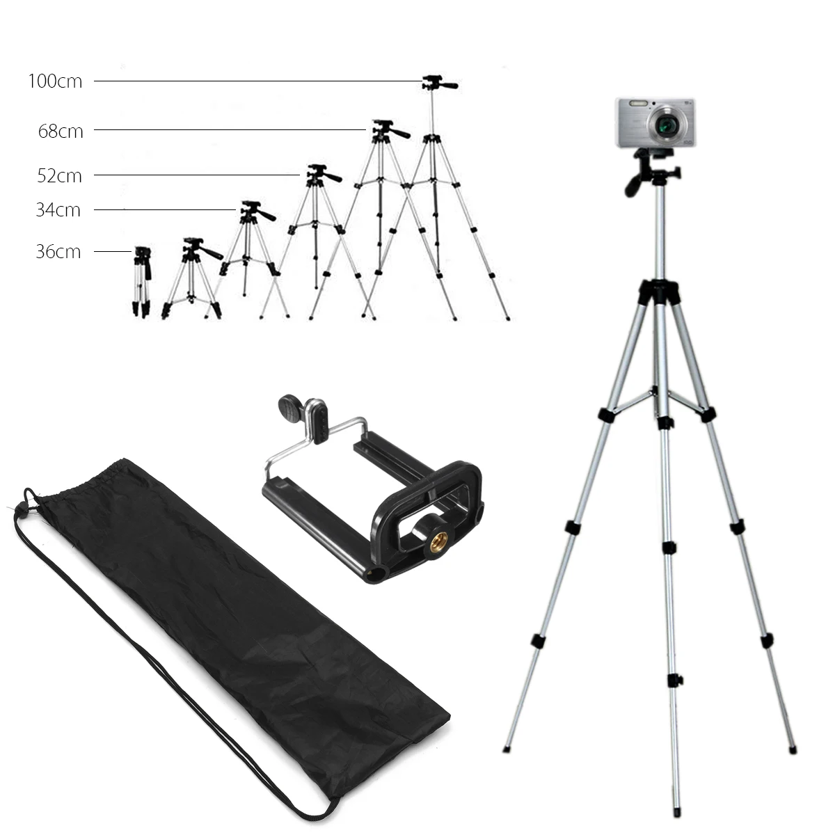 Extendable 36 100cm Universal Adjustable Tripod Stand Mount Holder Clip Camera font b Phone b font