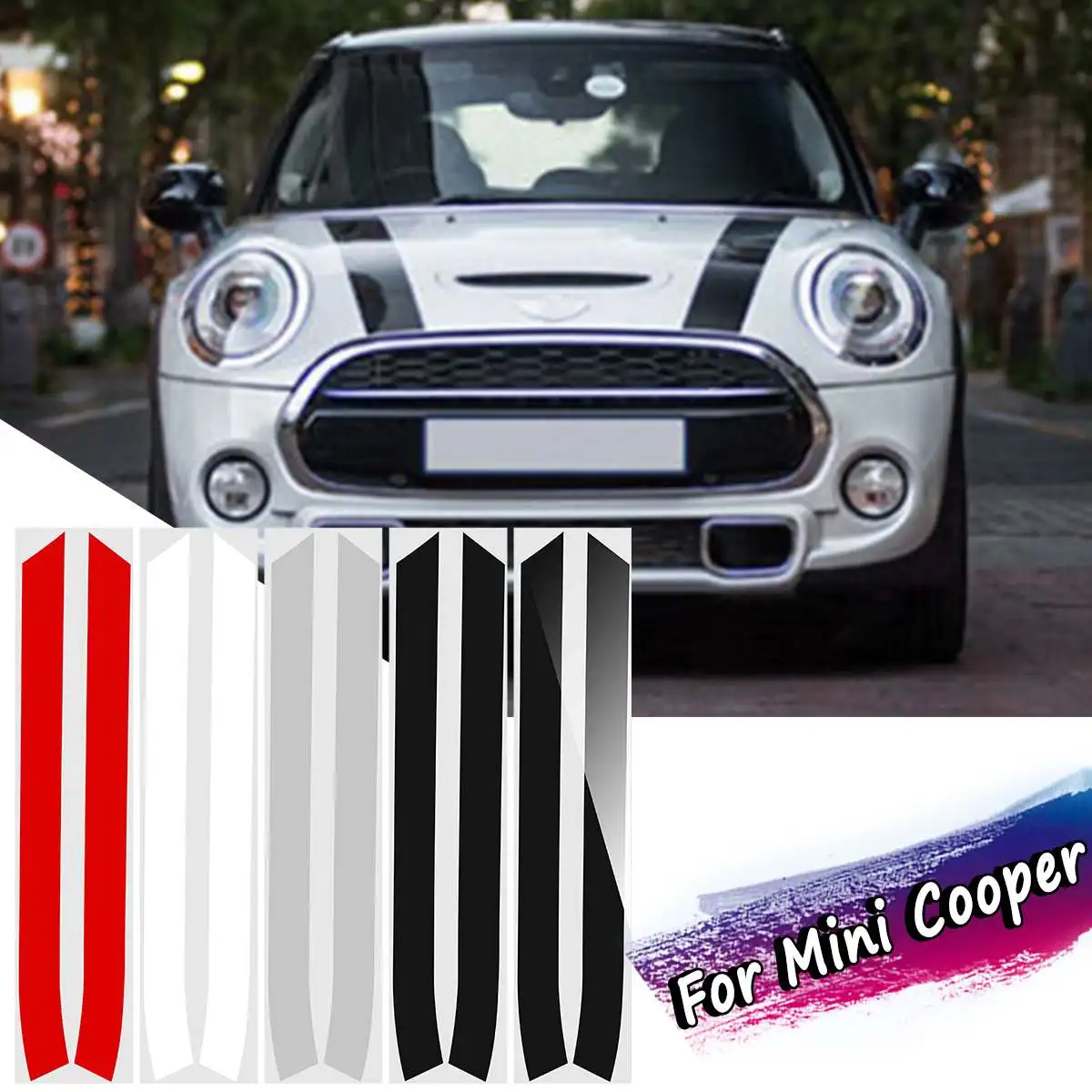 

2PCS Engine Bonnet Hood Stripe Trim Sticker Decals For Mini Cooper For Mini Cooper S R50 R52 R53 R55 R56 R57