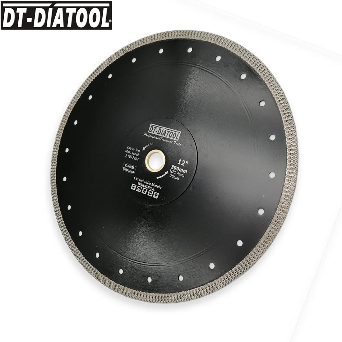 DT-DIATOOL 1unit Dia 12"/300mm Hot-pressed High Quality X Mesh Turbo Dry or Wet Diamond Cutting Disc for Marble Tile Saw Blades
