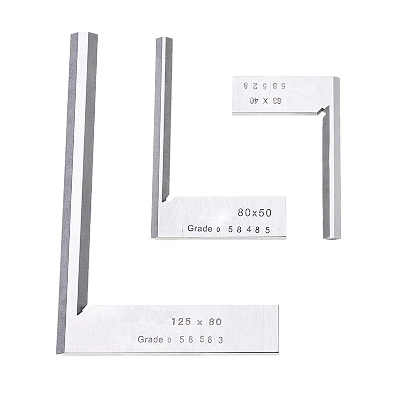 

90 Degree Right Angle Ruler With Box Precision Narrow Edge Square Ruler Measuring Tool 63x40mm/80x50mm/125x80mm