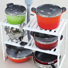 Adjustable Rack Shelf DIY Kitchen Rack Stainless Steel Pan Rack Plastic Bathroom Kitchen Organizer And Storage Rack/Shelf Tools stainless steel 3 tiers kitchen shelf 6 hooks set pot pan hanger deck mount kitchen storage organizer cabinet rack