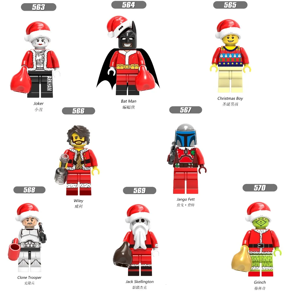 

Single Sale Christmas series Bat Man Clone boy Joker Legoing Building Blocks Education Action Figures Toys for Children Legoing