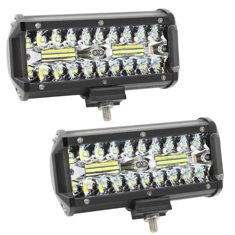 

1 Pair 7 Inch 3-Row 40pcs * 10W COB LEDs 400W LED Work Light Bar IP67 Waterproof Offroad Truck SUV Driving Fog Lamps Spot light