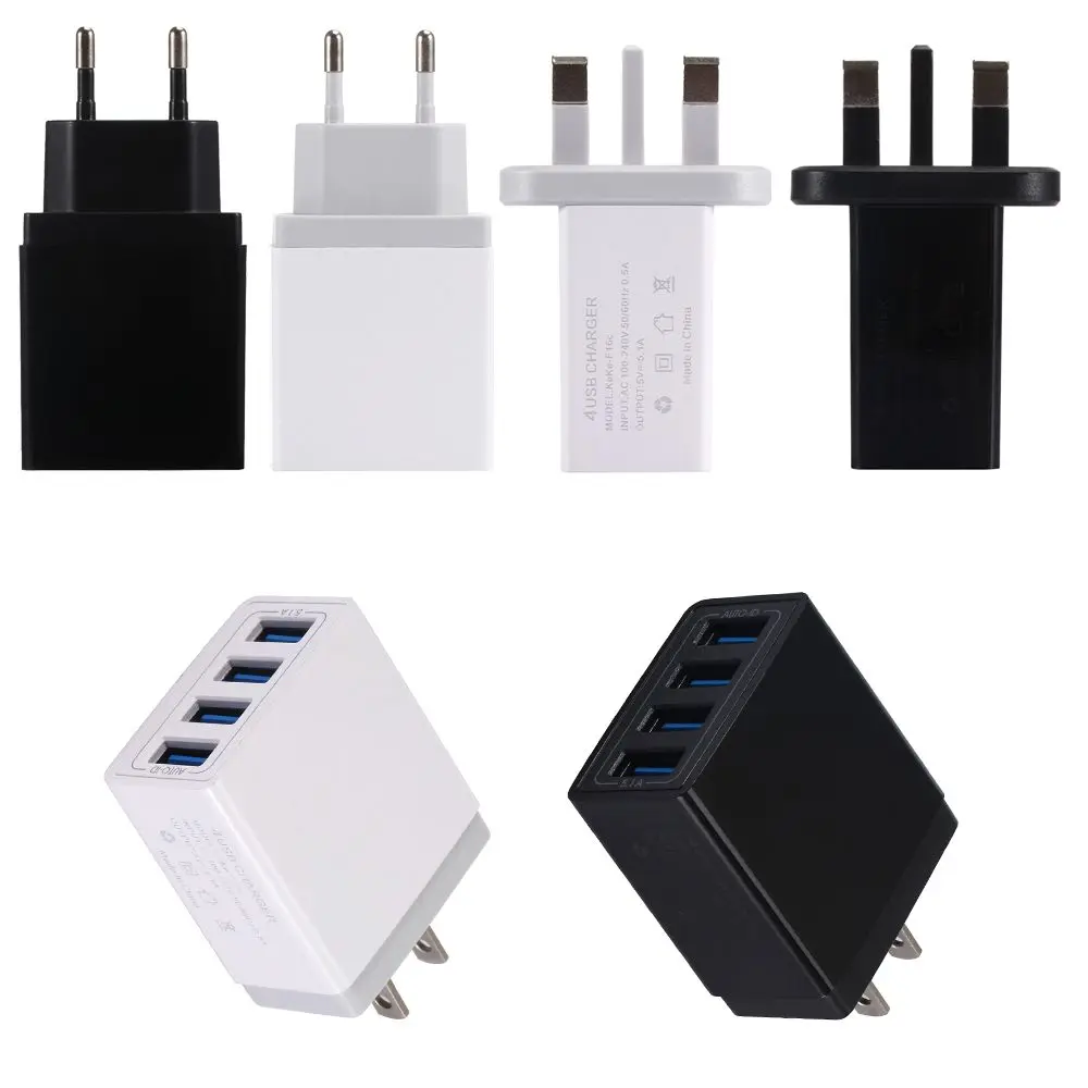 

LEORY US UK EU 4 USB 5V 5.1A Travel Home Charger Plug Power Adapter for Mobile Tablet PC