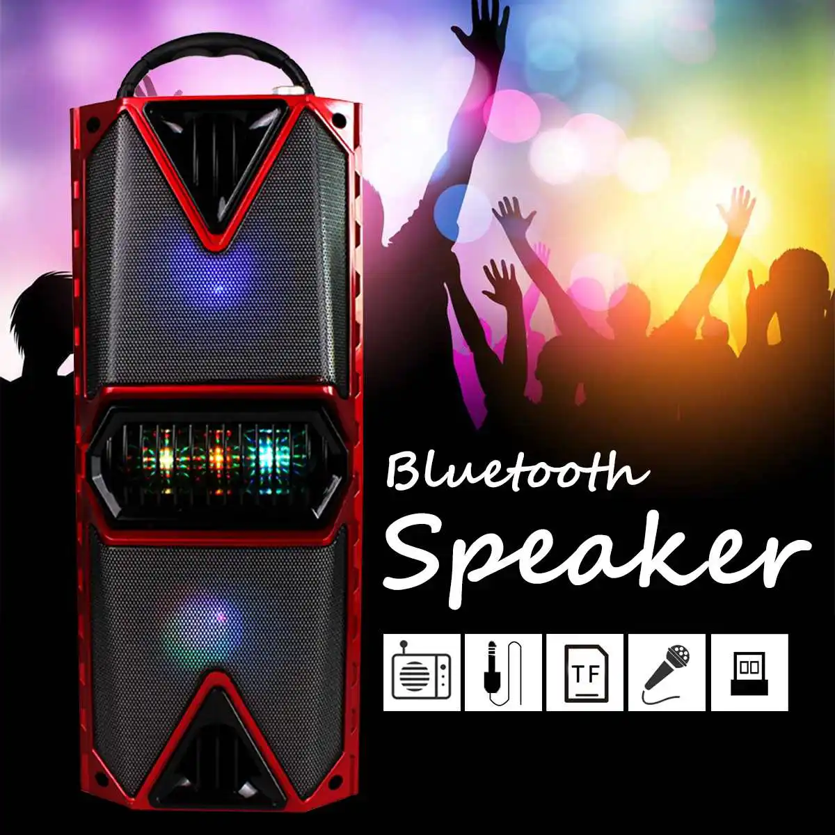 

Portable Wireless LED bluetooth Speaker Stereo Hi-Fi Indoor/ Outdoor Karaoke Handsfree USB AUX TF Mic Sing
