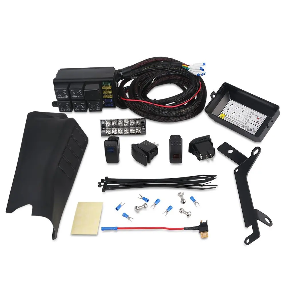 

A Pillar Switch Pod And Fuse Relay Box Source Control System For Jeep Wrangle Jk Jku 2007-2018 Waterproof 4 Rocker Switch Wire