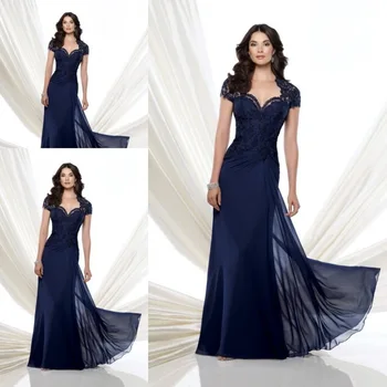 

Navy Blue Mermaid Mother Of The Bride Dresses 2020 robe mere de la mariee Cap Sleeve Formal Dinner Dress Party Gowns