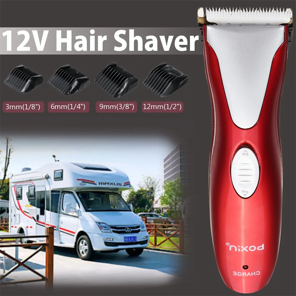 

Portable Adjustable Electric Beard Hair Cut Clipper Shaver-Razor DC12V 8W Kit For RVs Camping Titanium Alloy+Ceramic 3/6/9/12mm