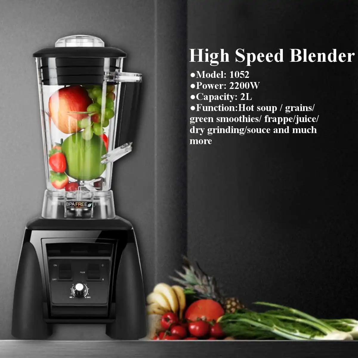 

2200W 2L BPA Free Heavy Commercial-Blender Mixer Juicer Processor Model 1052 High Power Food Processor Fruit-Blender