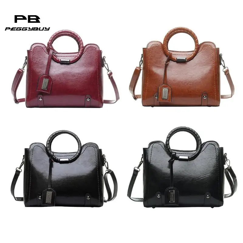 

Women Vintage Shoulder Crossbody Handbag Oil Leather Cowhide Daily Totes