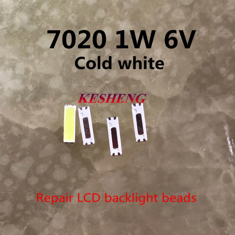 100pz/лот Jufei SMD LED 7020 6 V 1 W 160mA 84LM bianco Freddo для телевизора | Лампы и освещение